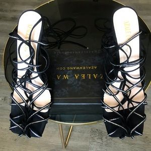 Azalea Wang rhinestone lace up sandals